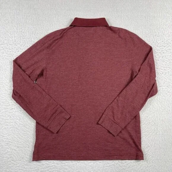 UNTUCKit Cero Long Sleeve Polo Shirt Red Stripe Men’s Medium - Picture 10 of 10